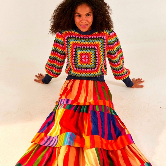 NWT Farm Rio Sunset Stripes Lenzing Midi Skirt ✨🦜 - Picture 1 of 7